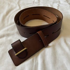 CAbi Medium ‘Here or There’ Wide Brown Leather Slotted Belt ~ 3298 Boho